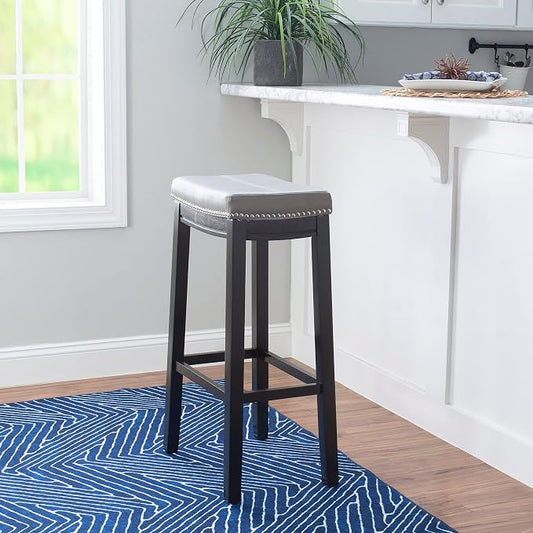 Linon Home Décor Kingston Gray Bar Stool, Black