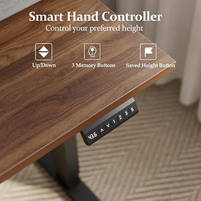 Klicelor L Shaped Electric Standing Desk 63 x 55.1 inch with Shelf, Height Adjustable Corner Desk, Sit Stand Desk with Storage Shelf, Home Office Computer Table, Dark Walnut