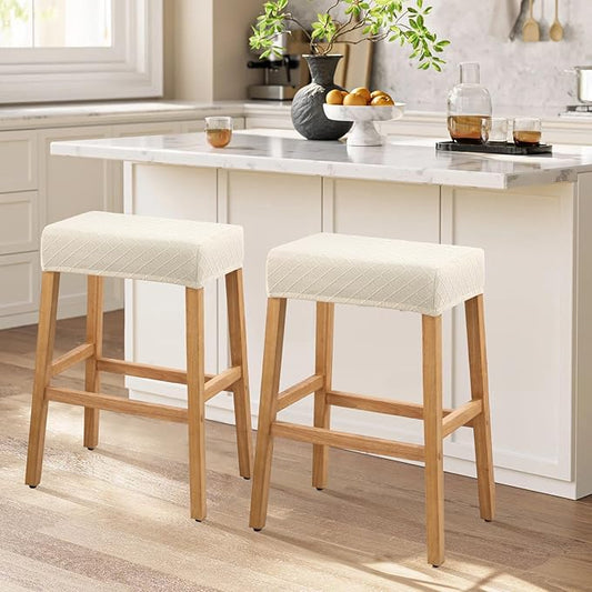 YISUN Stool Covers Rectangle - 2 Pack Stretch Waterproof Saddle Seat Cover Counter Bar Stools Bar Chairs Covers Kitchen Island Chairs Cushion Protector