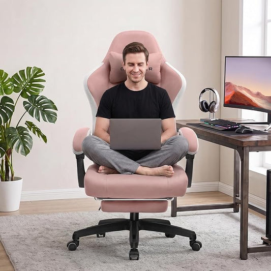 GTPLAYER Gaming Chair, Computer Office Chair with Pocket Spring Cushion, Linkage Armrests and Footrest, High Back Ergonomic Computer Chair with Lumbar Support Task Chair with Footrest