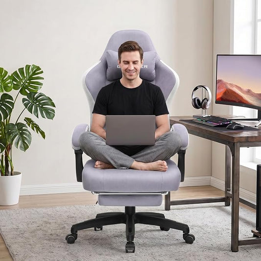 GTPLAYER Gaming Chair, Computer Office Chair with Pocket Spring Cushion, Linkage Armrests and Footrest, High Back Ergonomic Computer Chair with Lumbar Support Task Chair with Footrest