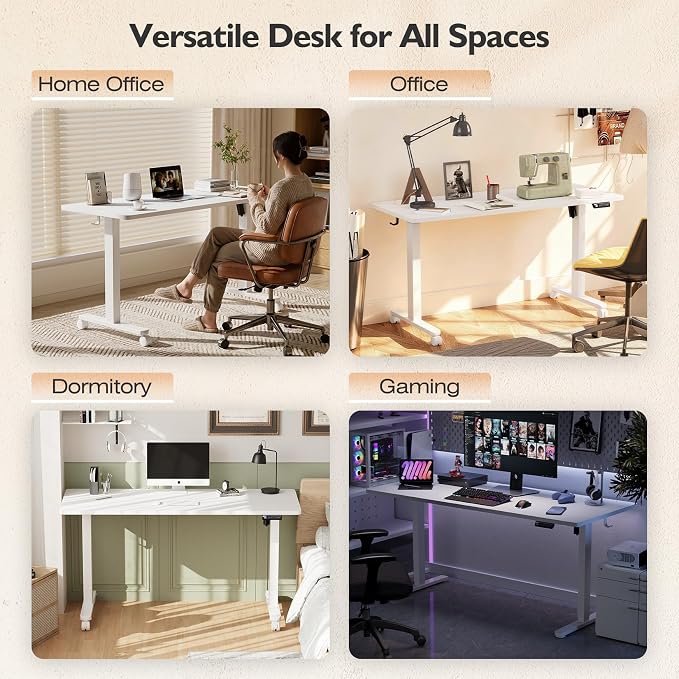 Monomi 71" Electric Standing Desk for Home Office - Large 1.8-Meter Adjustable Height Desk, 176 lbs Capacity, 4 Memory Presets, Quiet Motor & Anti-Collision (White)