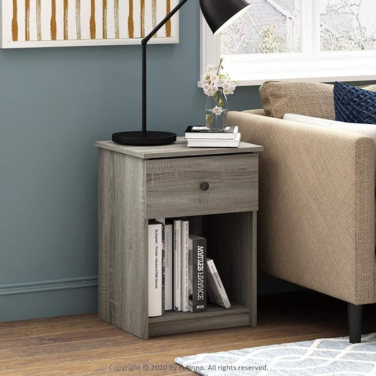 Furinno 219153GYW Lucca Nightstand, 2-Pack, French Oak Grey