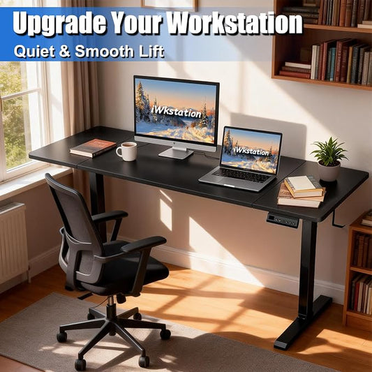Standing Desk with Splice Board Adjustable Height- 63 inch Mobile Stand up Desk with Wheels, Portable Sit Stand Desks Electric with Lockable Casters