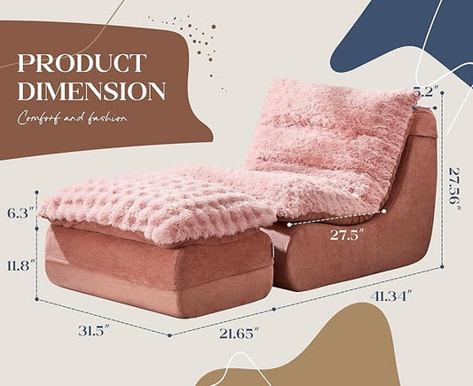 Hobestluk Sofa Couch Foam Sofa for Small Spaces Comfy Sofas with footrest Couch Recliner Small Sofas for Living Room, Bedroom, Apartment (Pink)