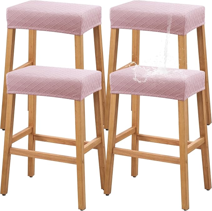 YISUN Stool Covers Rectangle - 4 Pack Stretch Waterproof Saddle Seat Cover Counter Bar Stools Bar Chairs Covers Kitchen Island Chairs Cushion Protector