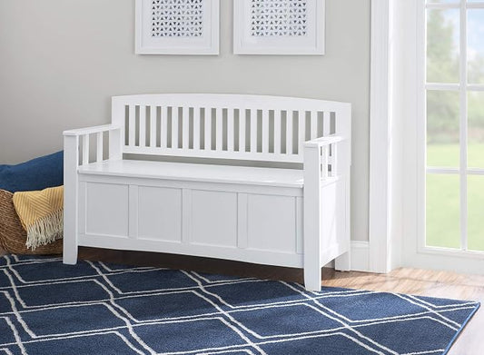 Cynthia White Storage Bench with Flip-Top Lid and Hidden Storage Space by Linon