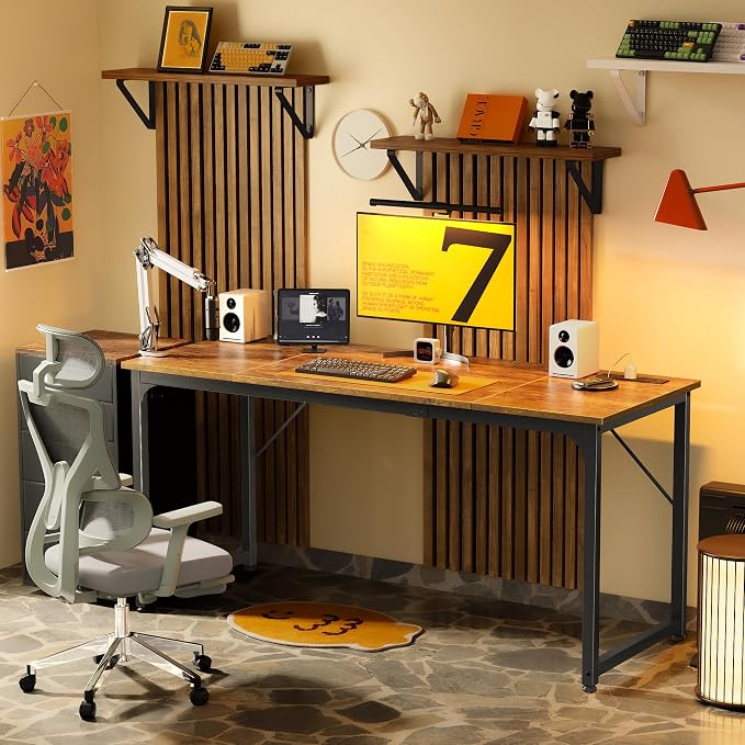 PRAISUN 63 X 24 Inch Office Computer Desk with Power Outlets and USB-C Port, Larger and Longer Gaming Desk, for Home Office, Study, Writing Work from Home Table, Metal Frame, White