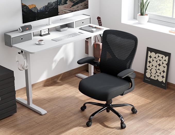 Ergonomic Office Chair - X-Shaped Computer Desk Chairs Comfy, Mesh High-Back Gaming Chair with Adjustable Lumbar Support, Executive Task Chair for Adults, Comfortable for Long Hours, Black, Pack of 2