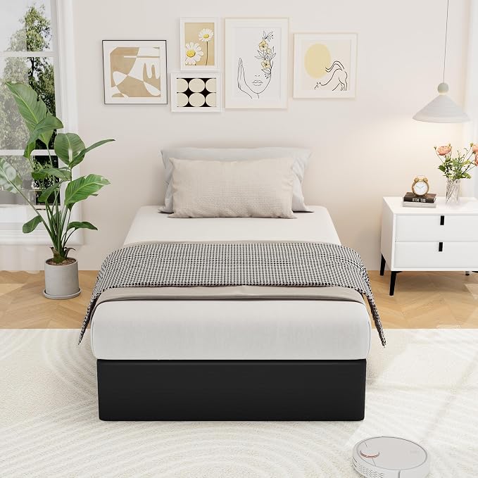 Awesofurni Twin Box Spring, 10 Inch High Profile Twin Box Spring Only, 3000 lbs Heavy Duty Metal Frame Mattress Foundation with Fabric Cover, Easy Assembly-Noise Free