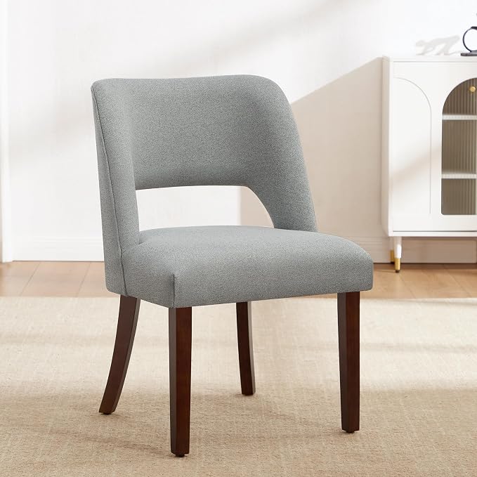 Dining Chairs Set of 2,Modern Dining Room Chairs with Thick Cushions,Upholstered Linen Fabric Kitchen Chairs for Kitchen Dining Room LIGHTGREY