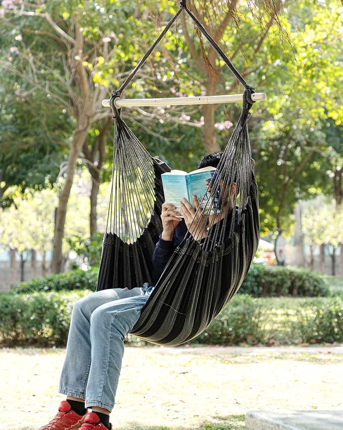 ADVOKAIR Hammock Chair Swing, Heavy-Duty Hanging Rope Swing Seat Supports 500 Lbs, Ideal for Outdoor Patio, Backyard, Porch, Deck & Indoor Bedroom Use
