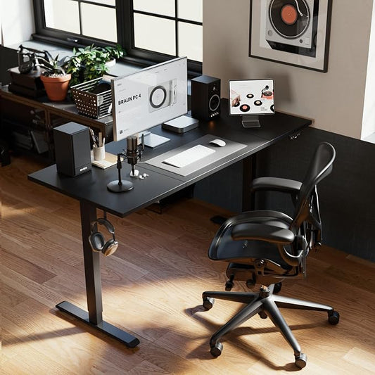 Agilestic Electric Standing Desk, 71 x 31.5 Inches Height Adjustable Desk, Sit Stand up for Work Office Home, Ergonomic Rising Computer Table with Memory Preset, Black
