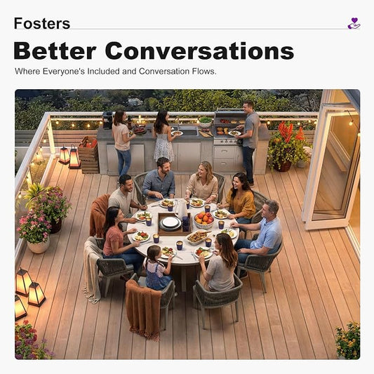 PURPLE LEAF 9 Pieces Round Patio Dining Set Aluminum Frame and Wicker Rattan Round Table and Arm Chairs with Cushions for Garden Porch Modern Outdoor Grey