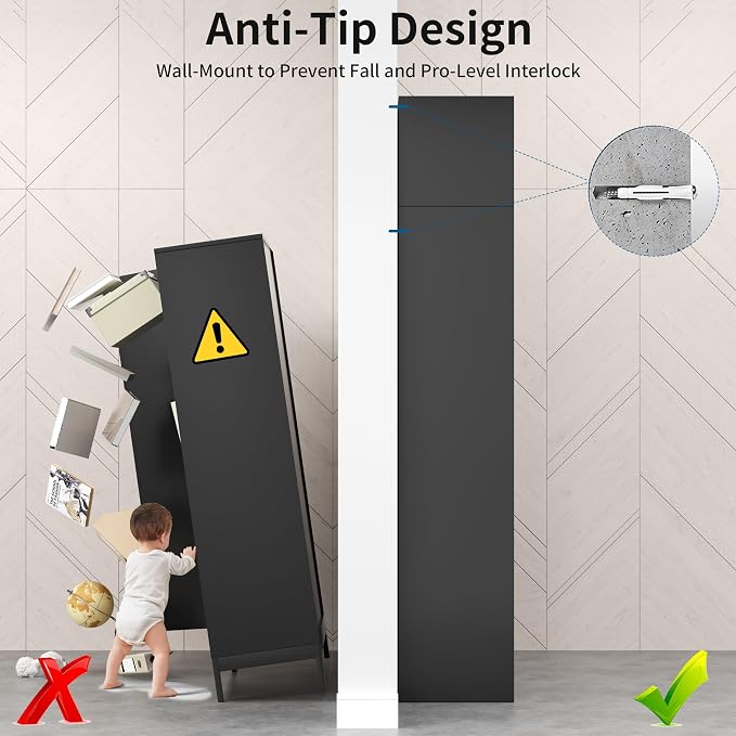 86" Tall Black Metal Storage Cabinet with Doors and 4 Adjustable Shelves, Heavy Duty Steel Pantry Cabinet for Garage, Kitchen, Extra Large Industrial Cupboard (2 Packages)