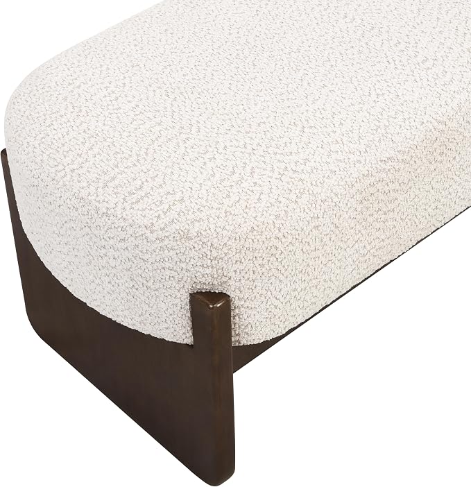 Christopher Knight Home Arden Minimalist Style Rectangular Loop Yarn Fabric Ottoman Bench, Rubberwood Frame, Entryway Bench, Living Room Sofa Extra Seat, End of Bed Footstool, Beige+Brown
