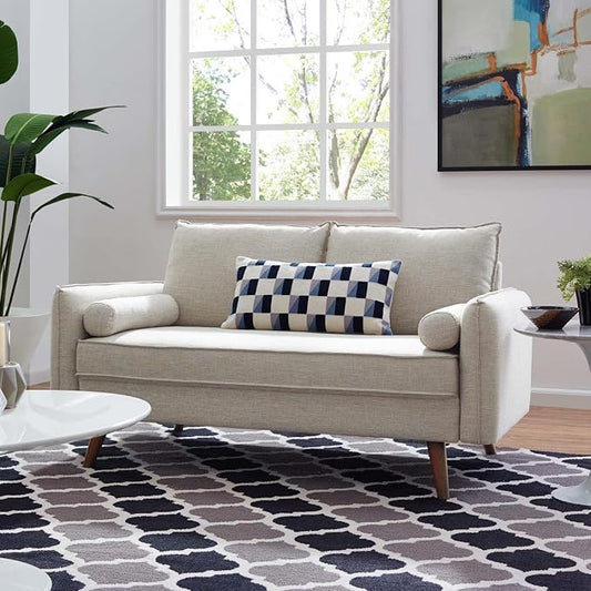 Modway EEI-3091 Revive Contemporary Modern Fabric Upholstered Loveseat In Beige