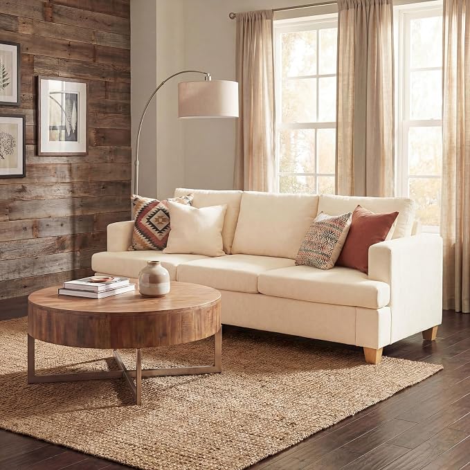 YOUDENOVA Sofa, 89" 3-Seater Deep Seat Sofa, Modern Comfy Couches for Living Room Apartment Lounge, Beige Chenille