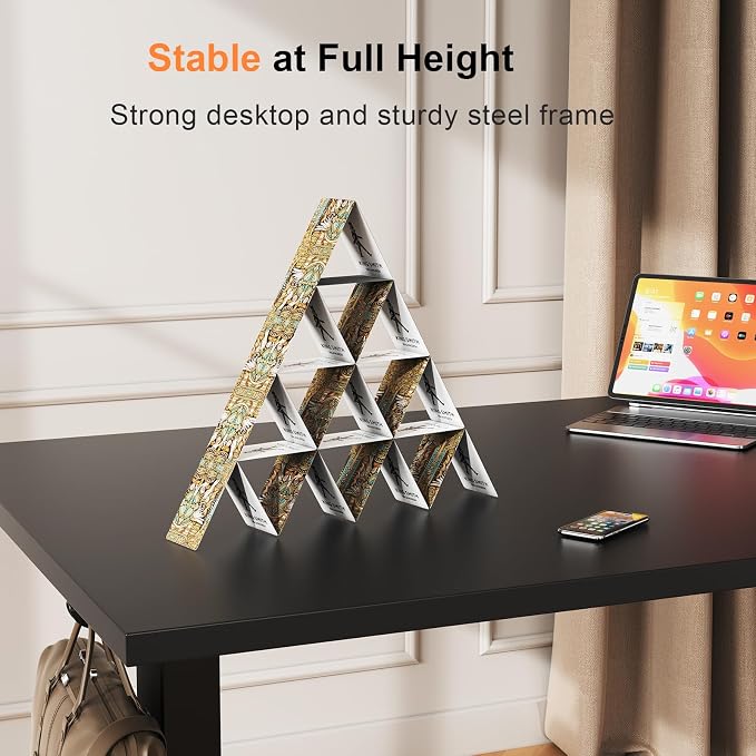 WALKINGDESK 48x24 Inches Whole Piece Electric Standing Desk, Seamless One Piece Height Adjustable Sit to Stand up Desk for Home Office, Ergonomic Computer Workstation, Black