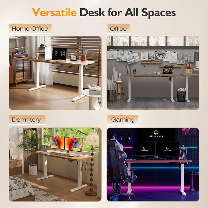 Monomi 59 inch Electric Standing Desk with Memory Preset, Adjustable Height Standing Desk for Home Office & Gaming, Large Computer Desk with Anti-Collision, Natural