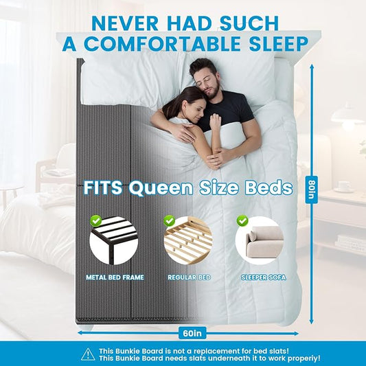 Bunkie Board Queen (60x80) 10mm H-Strength Rib Bed Boards for Under Mattress, Anti-Sag & Noise-Free Design, Heavy Duty Low Profile Anti-Slip Mattress Foundation for Platform Beds & Sofa Beds