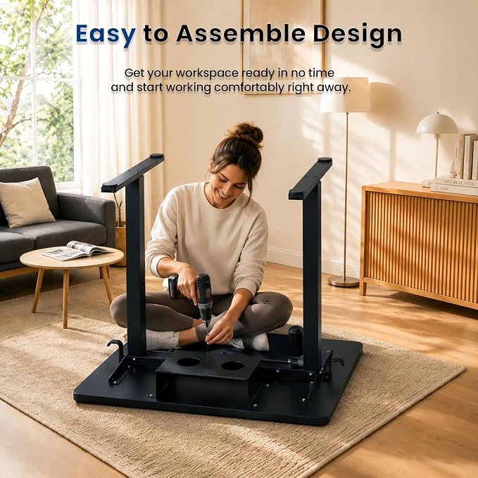 35" x 20" Electric Standing Desk, Compact Height Adjustable Desk for Small Spaces, Small Ergonomic Sit Stand Workstation for Home Office Bedroom Apartment (Classic Black)