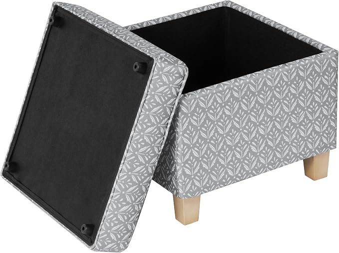 HomePop 18" Classic Square Storage Ottoman - Light Grey Print