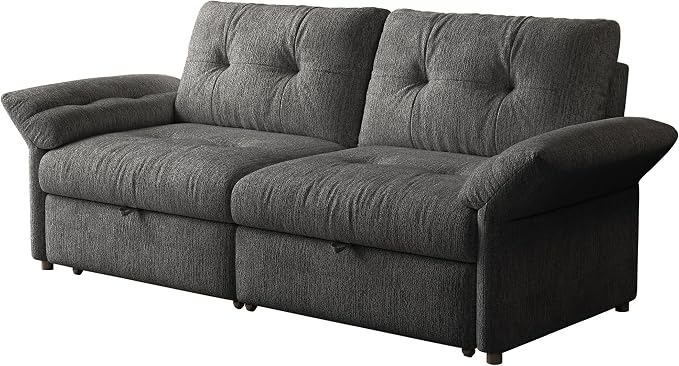 81.5'' Full Sleeper Sofa, Pre-Assembled, Chenille Pull Out Couches Bed, 3-in-1 Convertible Sofa, Adjustable Backrest, Small Loveseat for Small Space, Living Room, Apartment, Chenille Grey
