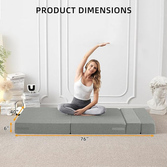 FILUXE Folding Sofa Bed | Convertible Sleeper Chair Bed for Adults, Fold Out Chair to Bed Linen Futon Chair with Pillow, for Home Dorm Apartment RV Living Room, Standard Size, Light Gray