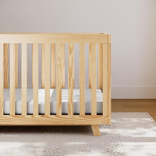 Storkcraft Beckett 3-in-1 Convertible Crib – GREENGUARD Gold Certified, Fits Standard Crib Mattress, Converts to Toddler Bed and Daybed, 4 Mattress Heights, Grow-with-Me Design (Natural)