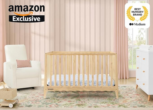 Delta Children Lulu 5-in-1 Convertible Crib, Converts to Toddler Bed, Daybed, Sofa & Full-Size Bed, Greenguard Gold Certified, Fits Standard Crib Mattress, 3 Mattress Heights for Baby, Natural