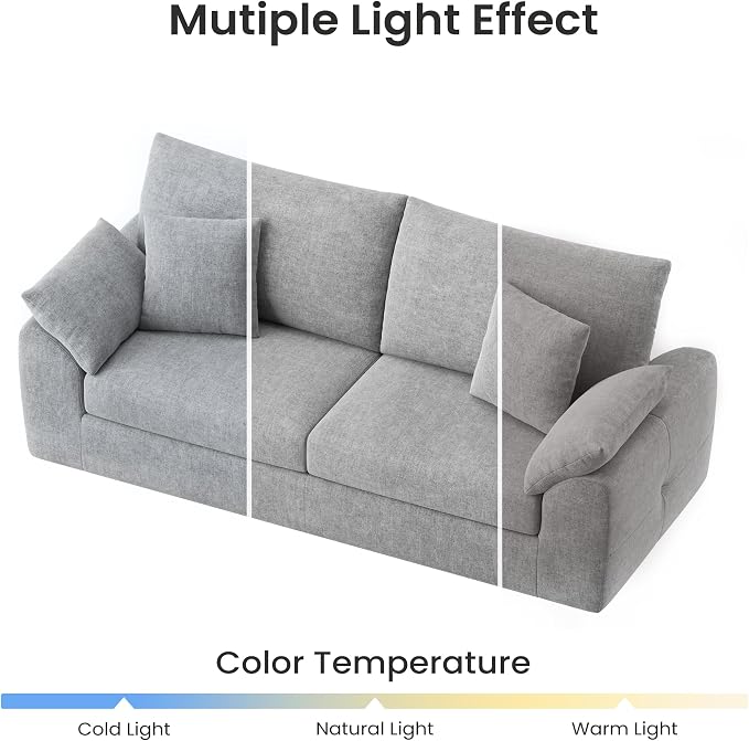 89.8" Modern Loveseat Sofa for Living Room, Cloud Boneless Couches with 4 Pillows, Mid Century Loveseat couches for Small Place, No Assembly Required, Light Grey