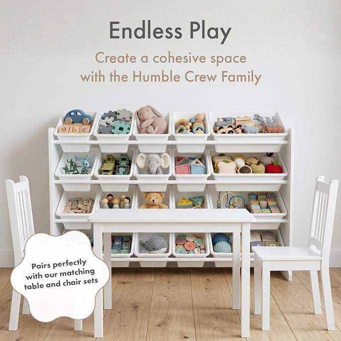 Humble Crew Toy Storage Organizer with 20 Removable Storage Bins for Kids Playroom, 4-Tier Toddler Toy Organization, White/White