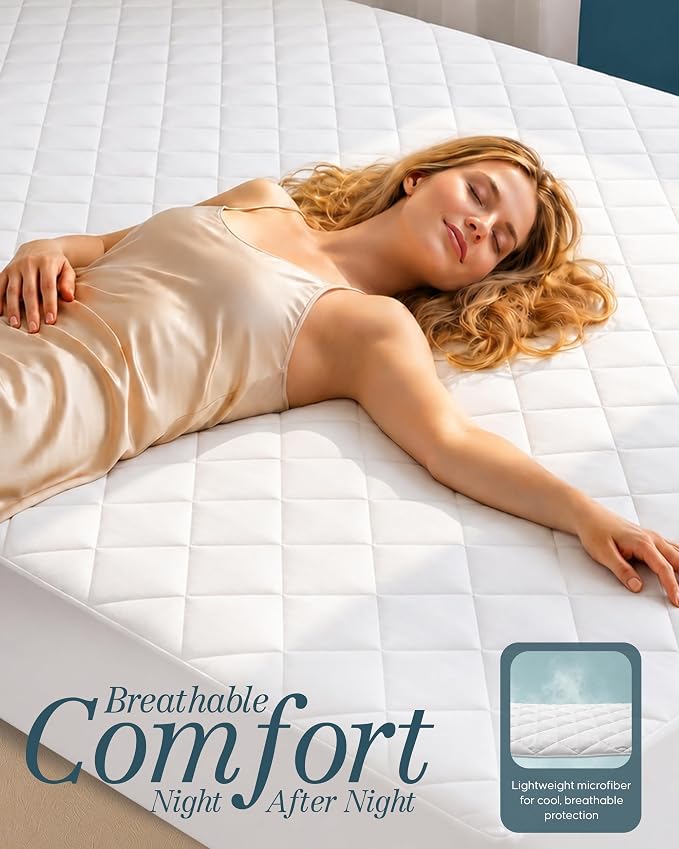 Quilted Fitted Mattress Pad 2 Pack, Twin XL Mattress Protector Topper with Deep Pocket Stretches up to 16 Inches, Machine Washable Mattress Cover by Utopia Bedding (White)