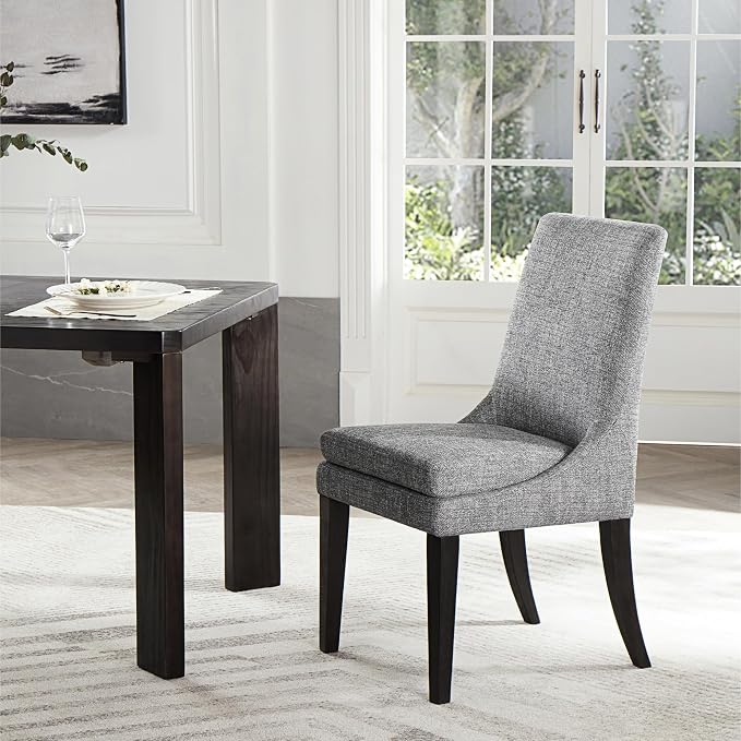 KISLOT Upholstered Dining Chairs Modern Sidechair Performance Fabric High Back Armlesschair for Diningroom Kitchen,Dark Grey,Set of 4(2 Box)