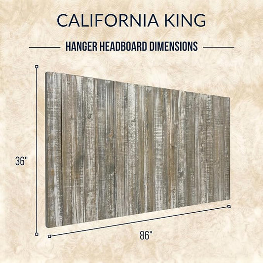 Barn Walls California King Wood Headboard - Graywash Farmhouse Design - Wall Mounted Floating Headboard for Cal King Size Bed - Handcrafted Solid Wood - Easy No-Drill Installation