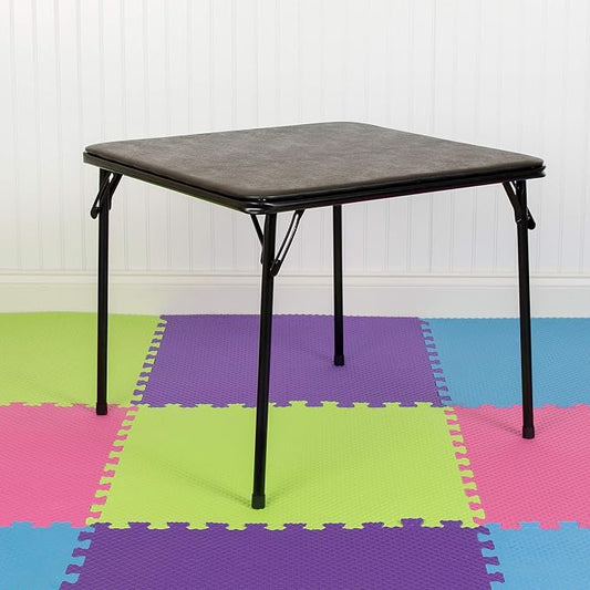 Flash Furniture Mindy Folding Kids Table with Vinyl Padded Top, Children's Square Activity Table for Daycare and Classrooms, Black