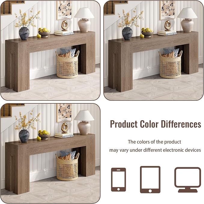 Epecoya Extra Long Sofa Console Table for Entryway Living Room, 79-Inch Farmhouse Wood Behind Couch Table, Rectangular Accent Console with Wooden Double Base for Hallway Foyer Entrance, Light Brown