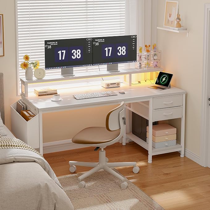 DurayLoly 48" Small Gaming Desk with Remote Control RGB Light for Teen Gamer,10m Full-Color Strip with Wireless Remote,20 Dynamic & 20 Lighting Modes, Effortless Control to Level Up Your Gaming Vibe