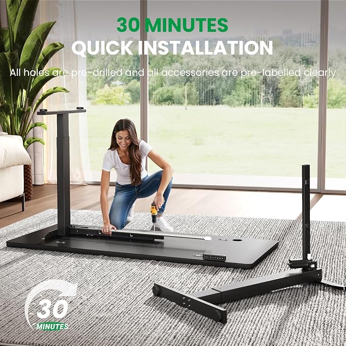 SIAGO Electric Standing Desk Adjustable - 63 x 24 Inch Sit Stand up Desk with Cable Management - 3 Memory Preset Adjustable Height Table