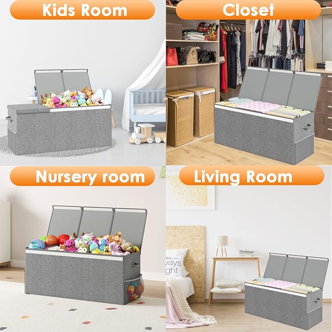 Extra Large Toy Box Chest with Lid, Kids Toy Storage Organizer for Boys Girls, Big Toy Bin Basket Extra Large Toy Storage Box for Living Room Playroom Nursery (40" x14" x16")