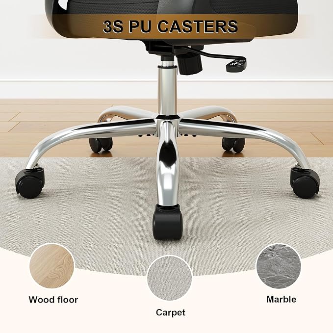Office Chair, Ergonomic Desk Chairs 330LBS Capacity High Back Mesh Computer Chair with Flip-up Armrests, Comfy Work Chair with Adjustable Lumbar Support, Rolling Chair