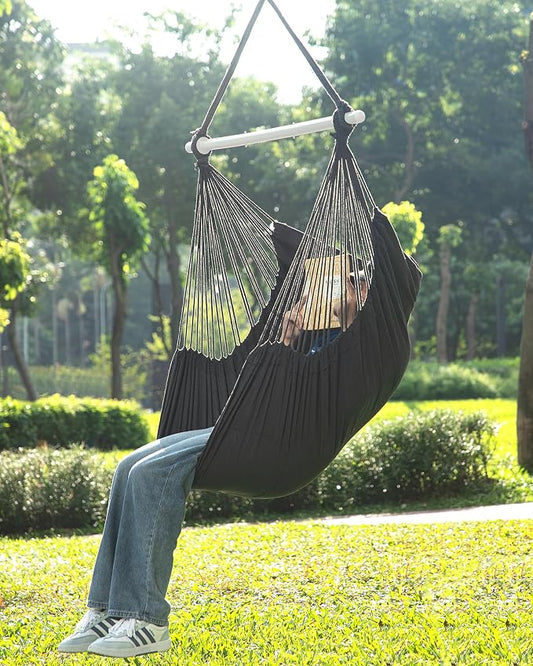 ADVOKAIR Hammock Chair Swing, Heavy-Duty Hanging Rope Swing Seat Supports 500 Lbs, Ideal for Outdoor Patio, Backyard, Porch, Deck & Indoor Bedroom Use