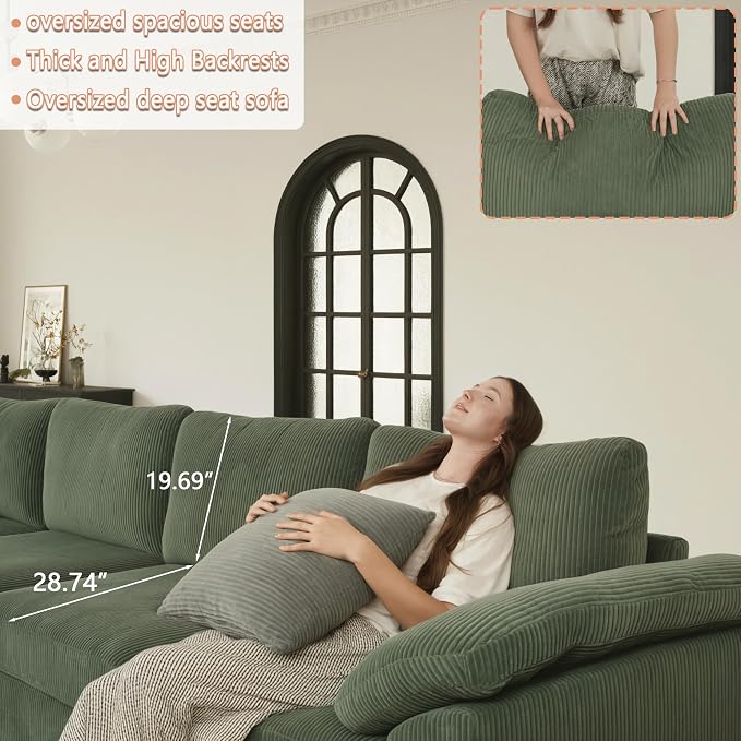 EASE MOOSE Oversized Modular Sofa,Luxury Modern Comfort Large L Shape Sectional Couch Wide Deep Seat Sectional Cloud Couch,Removable Cover