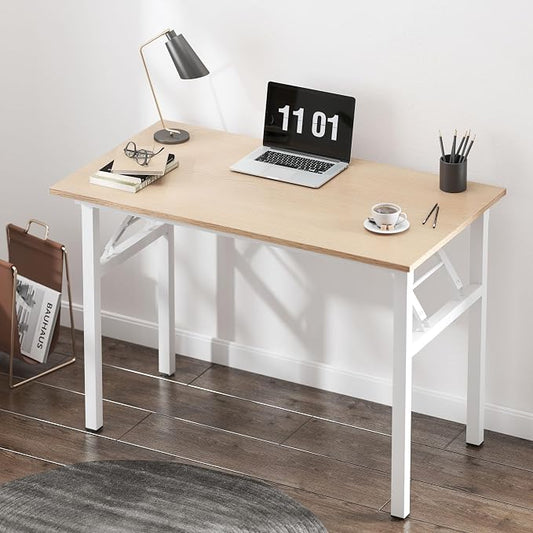 Need Small Desk, 31.5 x 15.7 Inches No Assembly Foldable Writing Table,Sturdy and Heavy Duty Folding Computer Desks for Small Space/Home Office/Dormitory AC5AW(80 * 40)