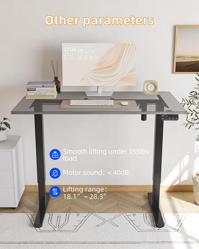 YIHAYO Low Height Adjustable Desk Frame, Lifts 18.1-28.3 Inches, Electric Standing Desk for Short People, DIY Workstation, Computer Table for Home Office (Black)