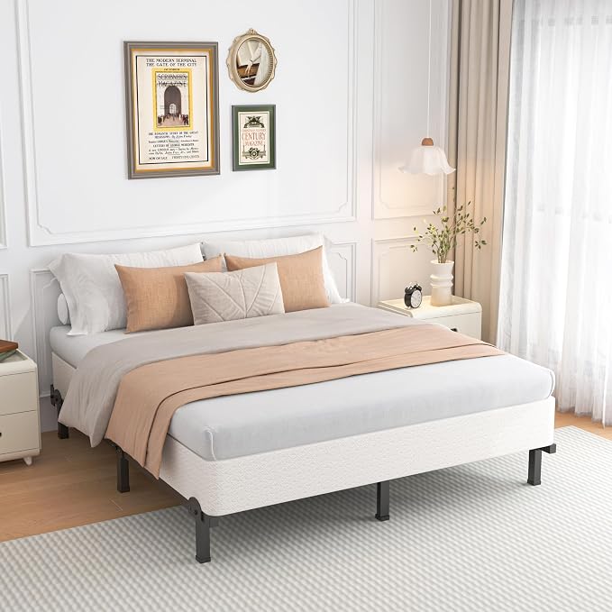 ROIL 10 Inch Full Size Box Spring, Heavy Duty Metal Box Spring Mattress Foundation with Fabric Cover, 3500lbs Max Weight Capacity, Easy Assembly, Noise Free, Non-Slip