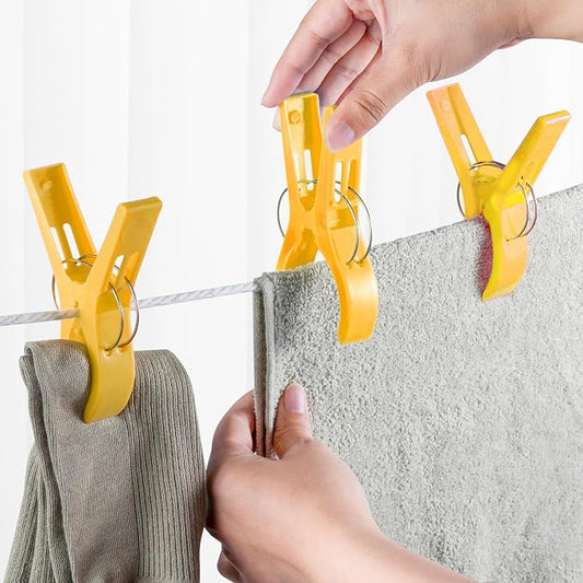 JABINCO Beach Towel Clips Chair Clips Towel Holder,Plastic Clothes Pegs Hanging Clip Clamps (Pack of 8)