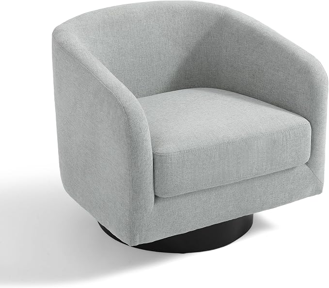 Swivel Barrel Accent Chair, Upholstered Armchair for Living Room, Light Gray