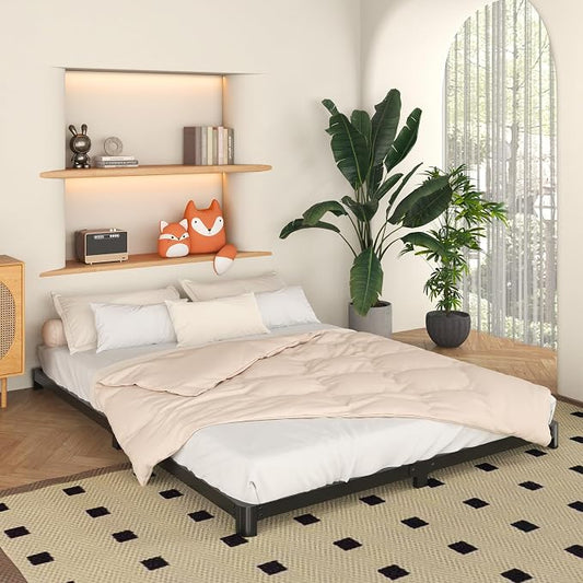 Yicensen 4 Inch Low Profile King Bed Frame with Rounded Corner Legs Heavy Duty Metal King Size Platform Bed Frame No Box Spring Needed, Easy Assembly, Noise Free, Black.